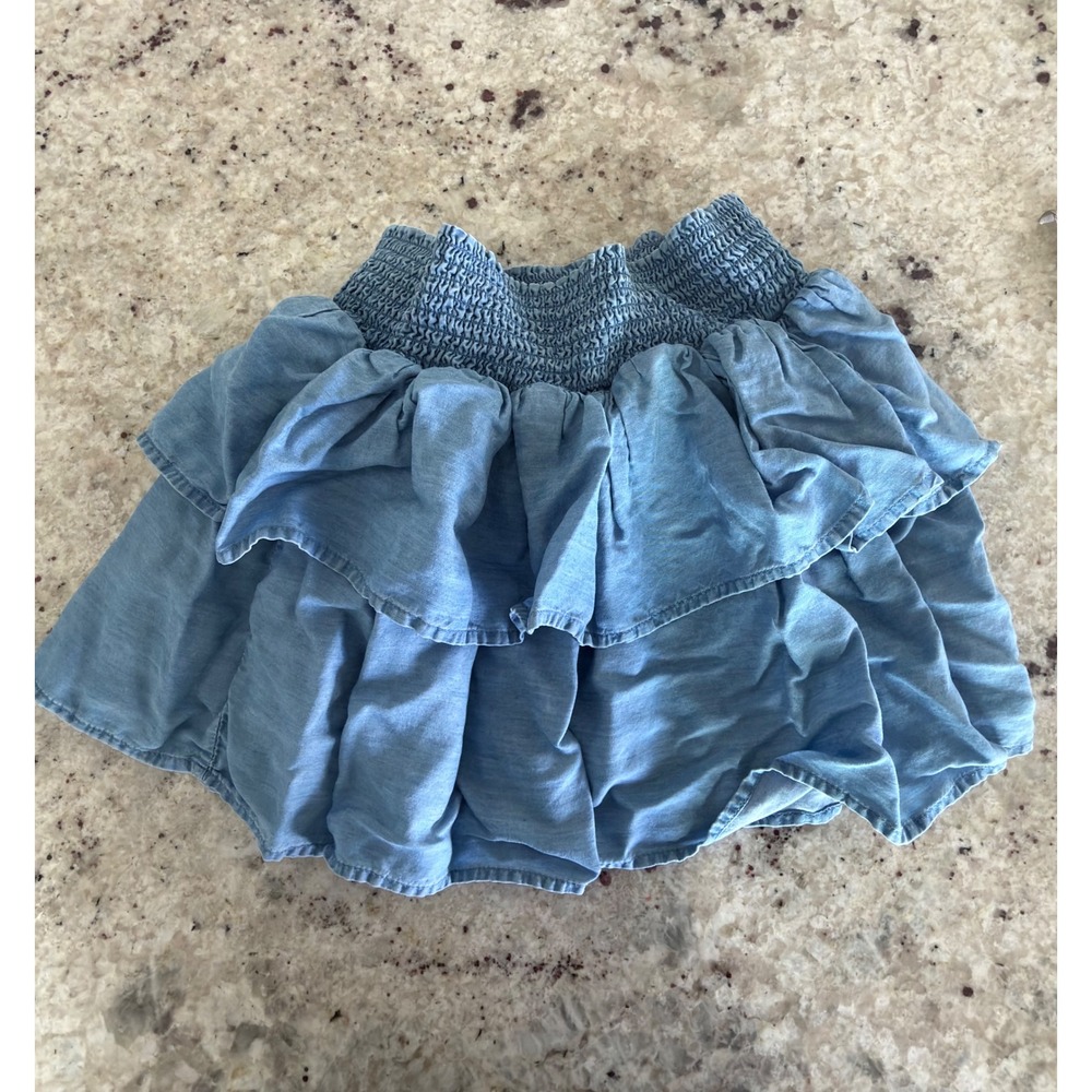 H&M Girls 8–10 Blue Lyocell Smocked‎ Ruffle Skirt